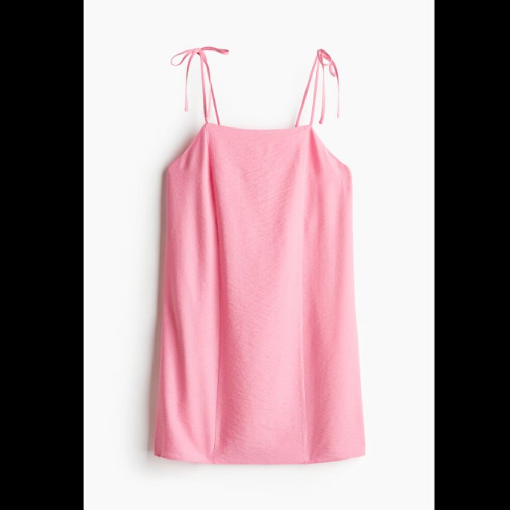 H&M Dress with Tie Shoulder Straps Pink Mini Size Large NWT Women's